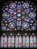 Sées cathedral - Inside the Notre-Dame cathedral of Gothic style: rose window and stained glass windows