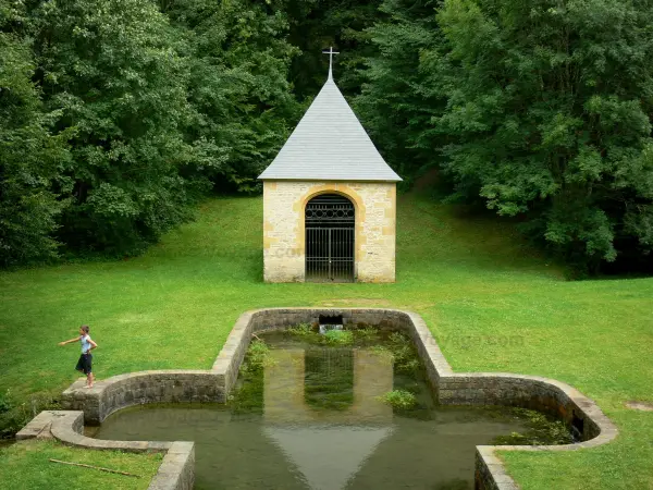 Sito dell'abbazia di Élan - Chapelle Saint-Roger, piscina e verde