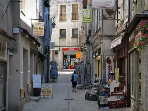 Souillac - Street of the old town with its houses and its shops