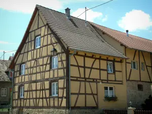 Sundgau - Maison jaune à colombages (village de Riespach)