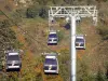 Super Besse - Cable car (lift) of the ski resprt (winter sports); in the Auvergne Volcanic Regional Nature Park in the Massif du Sancy mountains (Monts Dore), in Besse -et-Saint-Anastaise