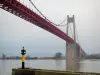 Tancarville bridge - Suspension bridge, bank and the Seine estuary