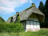 Thatched Cottage Route - Half-timbered house with a thatched roof; in Vieux-Port, in the Norman Seine River Meanders Regional Nature Park