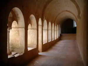 Thoronet abbey - Cistercian abbey of Provençal Romanesque style: arches of the cloister