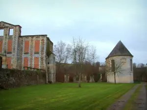 Thury-Harcourt castle - Ruins of the castle, chapel, lawns, and trees in Suisse Normande (an area reminiscent of Switzerland)