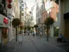 Toulon - Shopping street with suspended flowers, shops and houses