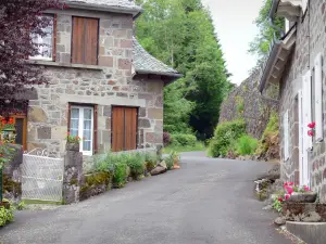 Tournemire et le château d'Anjony - Ruelle bordée de maisons en pierre
