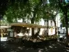 Troyes - Platz Marché-au-Pain, mit Schatten von Bäumen, mit einer Terrasse eines Restaurants