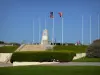 Utah Beach - Landing beach: commemorative stele and flags