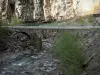 Vallée du Bès - Clue de Verdaches : pont enjambant la rivière Bès et paroi rocheuse