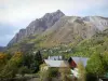 Vénosc - Oisans - Ecrins-Massiv (Gemeinde des Naturparks Ecrins) - Tal des Vénéon: Häuser des Dorfes umgeben von Bäumen und Berg überragend das Ganze