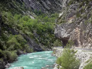 Verdon gorges - Verdon Grand canyon: gorges road lining the River Verdon; in the Verdon Regional Nature Park