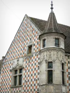 Verneuil-sur-Avre - Torreta y cuadros frente a la Biblioteca Municipal de Jerome Carcopino (cuna del Renacimiento)