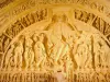 Vézelay - Inside the Sainte-Marie-Madeleine basilica: large carved tympanum of the central portal of the narthex representing Christ in glory