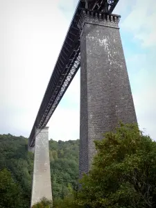 Viaduct van de Fades - Gezien de hoge stapels van het spoorviaduct en de omliggende bomen over de gemeente Sauret-Besserve