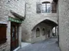 Villeneuve d'Aveyron - Archway and facades of houses in the fortified town