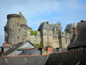 Vitré - Fortified castle (fortress) and roofs of the houses in the medieval town