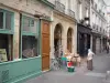 Wijk Quartier latin - Gevels en storefront boekhandel in de Rue de la Parcheminerie