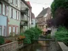 Wissembourg - River (Lauter) omzoomd met bomen en huizen