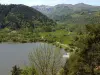 Le lac Chambon, au fond à gauche la réserve naturelle