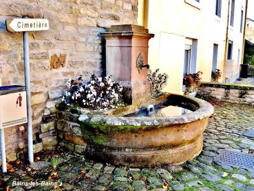 Les stations thermales des Vosges - Bains-les-Bains - Fontaine dans le haut de la ville (© J.E)