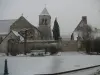 Hamlet of La Basse Chevrière - the church of Saché under snow