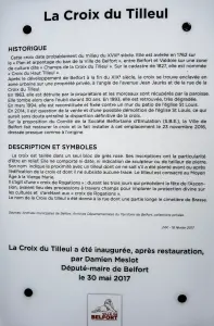 Historique de la croix du tilleul, à côté de l'église (© J.E)