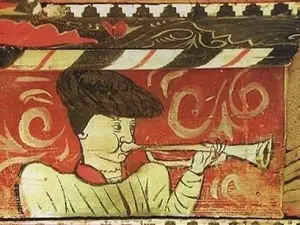 15th century ceiling - The trumpet player