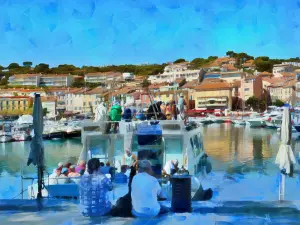 Fotoschilderij van de haven bij Cassis