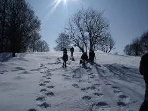 上Valromey的雪鞋行走