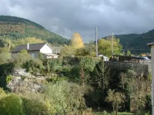 View from the village to the church of Sainte Enimie Causse