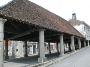 Die Halle auf den Säulen der dorischen Ordnung gebaut