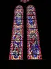 Central stained glass window of the church choir of Cornimont (© J.E)