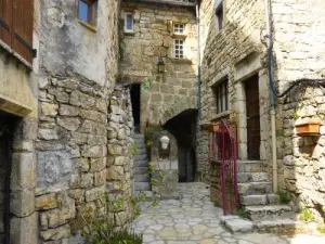 Alley in het dorp van Sainte-Enimie