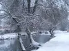 Kleine arm van de Loir onder de sneeuw