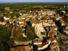 Viewed from the sky with the church and street market with Truffles