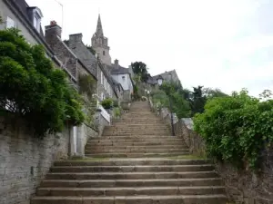 Stairs and church Brélévenez