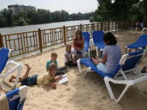 Strand van het park Corbière