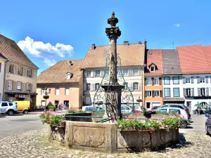 Brunnen, Place des Alliès, Masevaux (© JE)