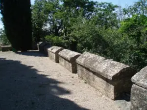 Sarcophagi surrounding the cemetery of Mazan