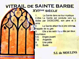 Sainte Barbeのステンドグラスの窓の説明（©J.E）