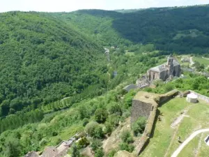 La vista dal castello alla valle del Aveyron