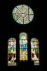 Intérieur de l'église Saint-Martin - Rosace et vitraux du transept sud (© J.E)