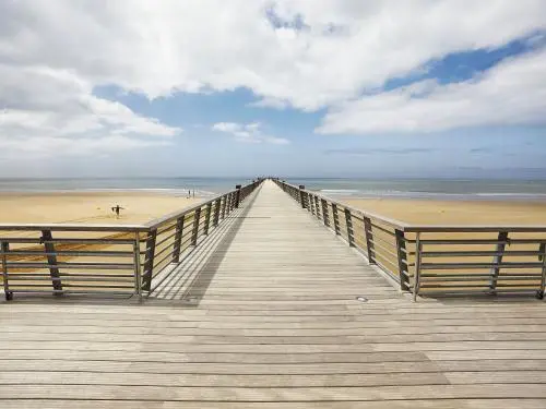 The pier jutting out into the ocean