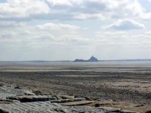 Blick auf den Strand bei Ebbe