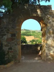 Arch overlooking the countryside Beaujolais