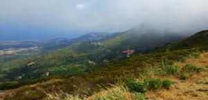 On the trail between Sant'Antonino and Cima di Sant'Angelo view on the Corbara convent