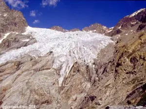 Vallouise - White Glacier visto do refúgio em 1989