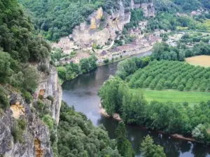 Marqueyssac tuinen - Uitzicht op La Roque-Gageac