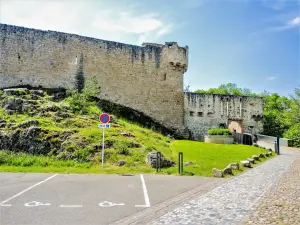 Ingang van het kasteel, zicht op de parking (© JE)